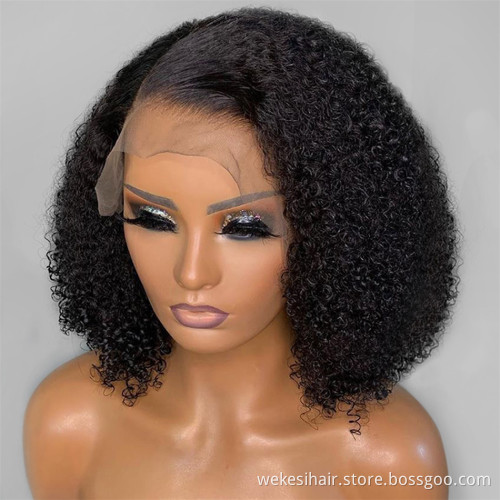OEM Vendor Full Custom Wig Free Sample Packaging Box Mink Brazilian Virgin Human Cuticle Aligned Hair Lace Front Bob Curly Wig